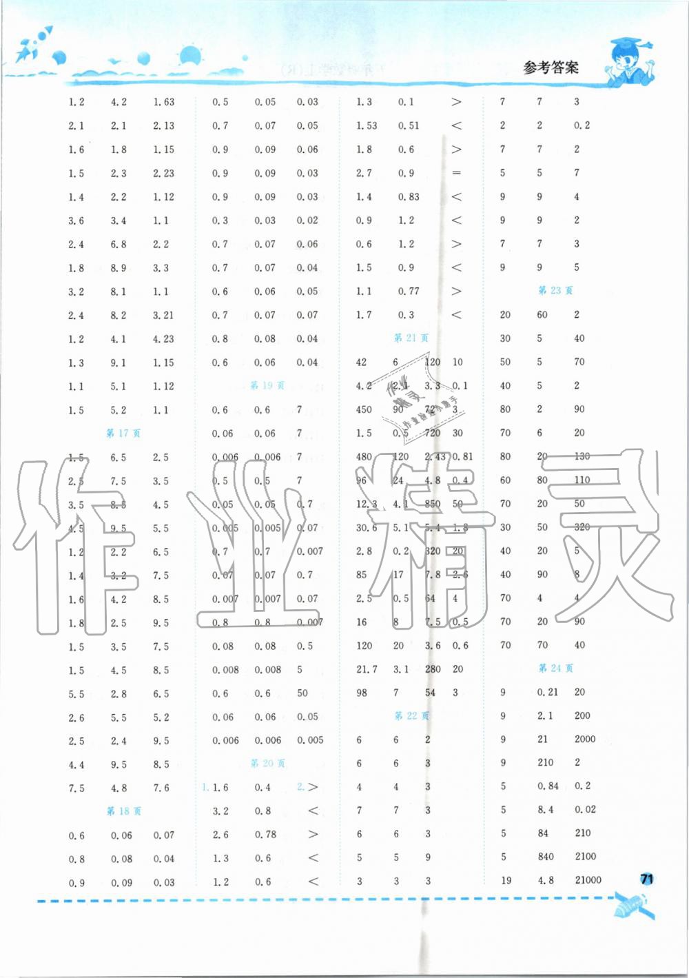 2019年黃岡小狀元口算速算練習(xí)冊五年級數(shù)學(xué)上冊人教版 第3頁