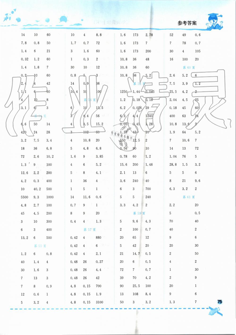 2019年黄冈小状元口算速算练习册五年级数学上册人教版 第7页