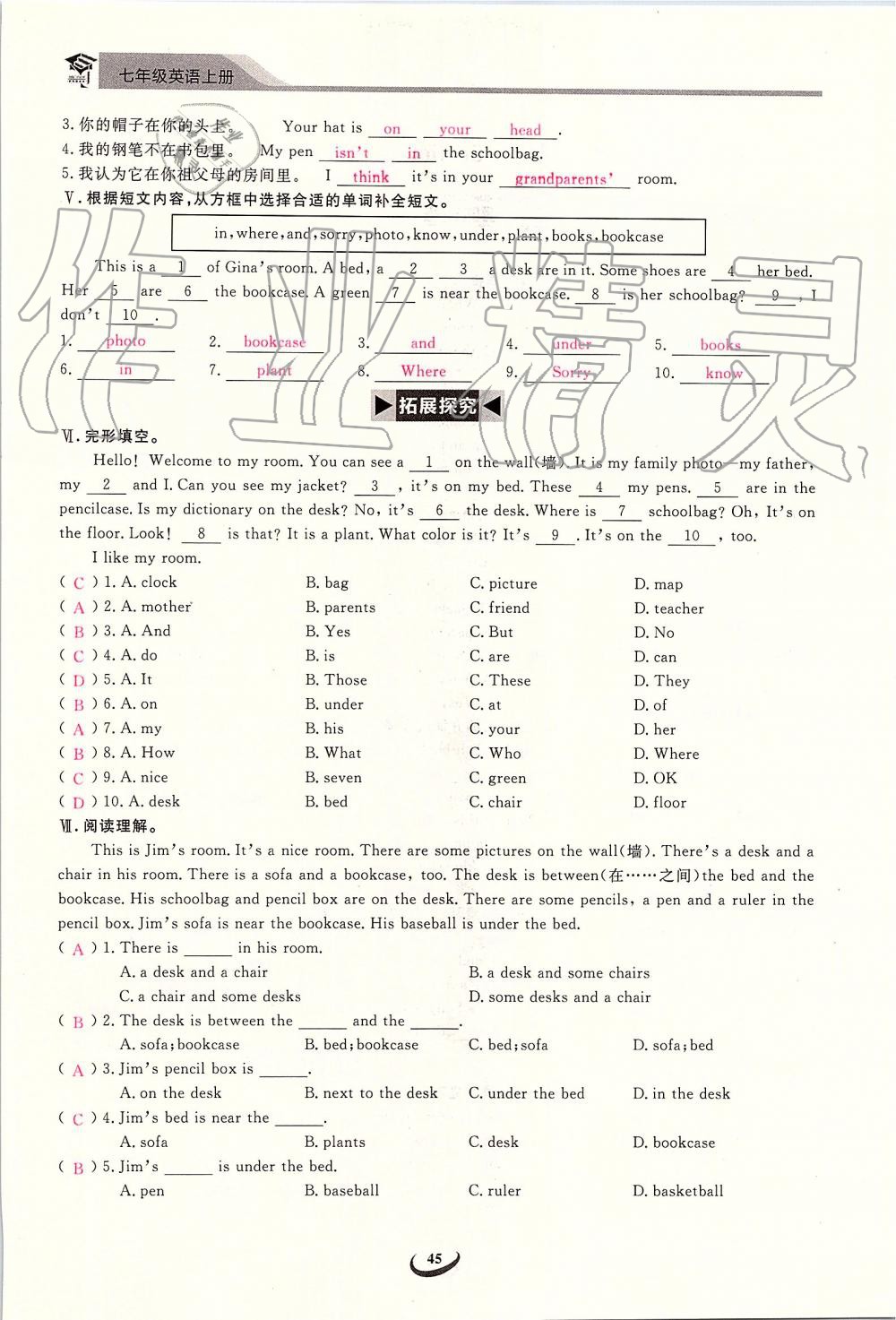 2019年思維新觀察七年級(jí)英語(yǔ)上冊(cè)人教版 第45頁(yè)