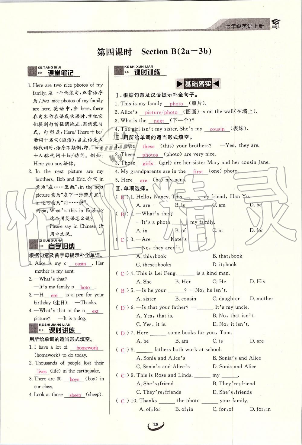 2019年思維新觀察七年級英語上冊人教版 第28頁