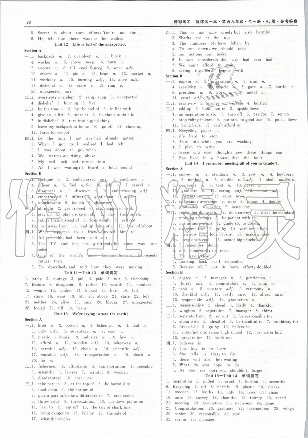 2019年精彩練習(xí)就練這一本九年級(jí)英語(yǔ)全一冊(cè)人教版 第28頁(yè)