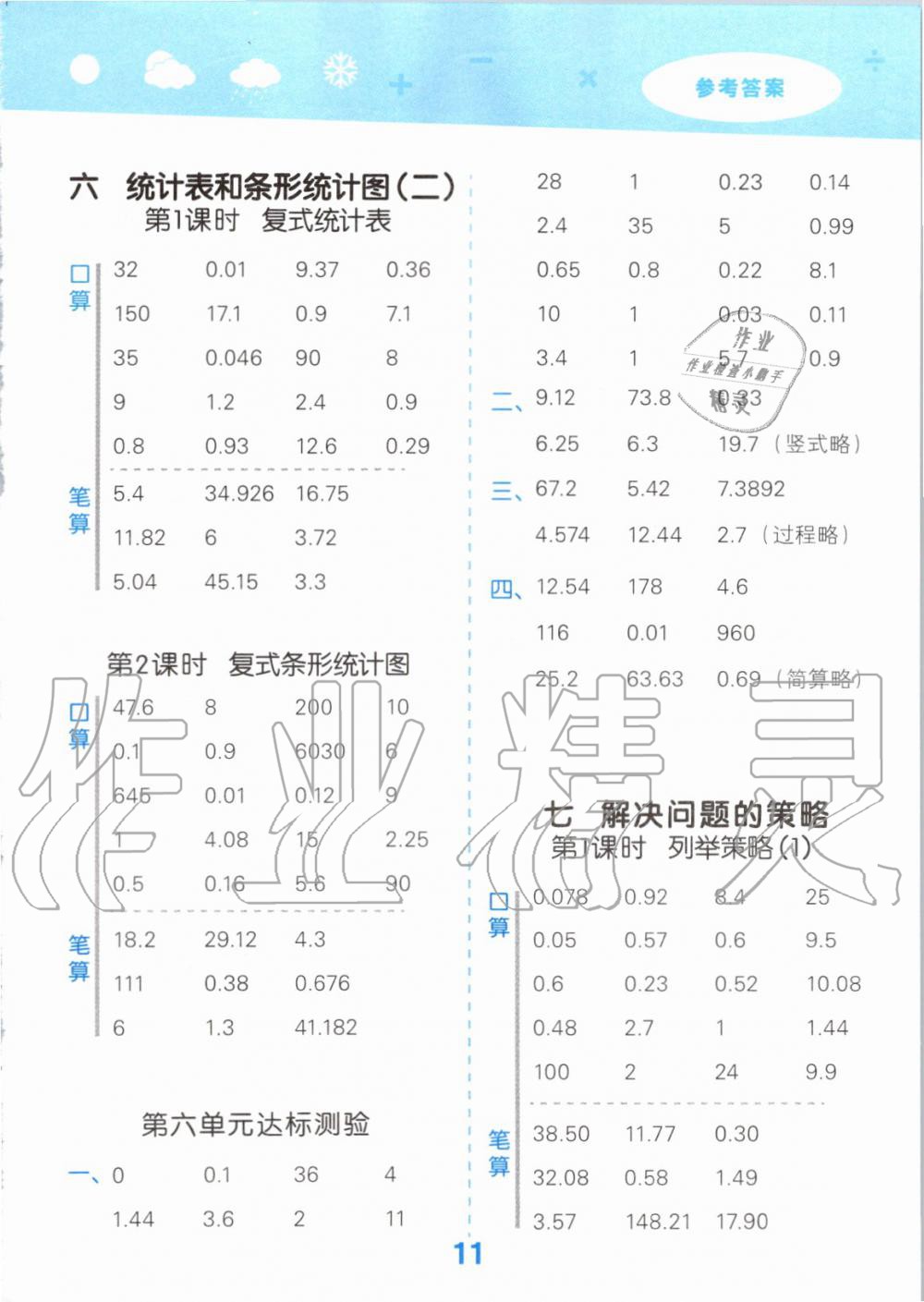 2019年小学口算大通关五年级数学上册苏教版 第11页