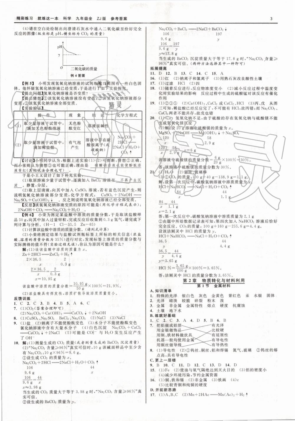 2019年精彩练习就练这一本九年级科学全一册浙教版 第3页