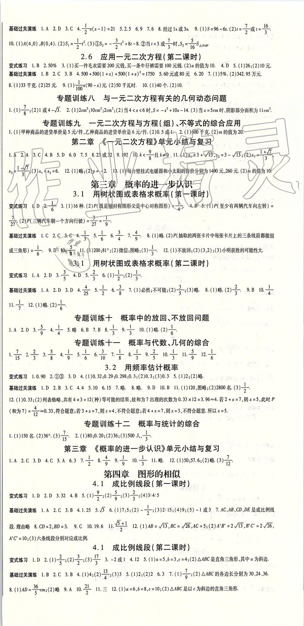 2019年启航新课堂九年级数学上册北师大版 第3页