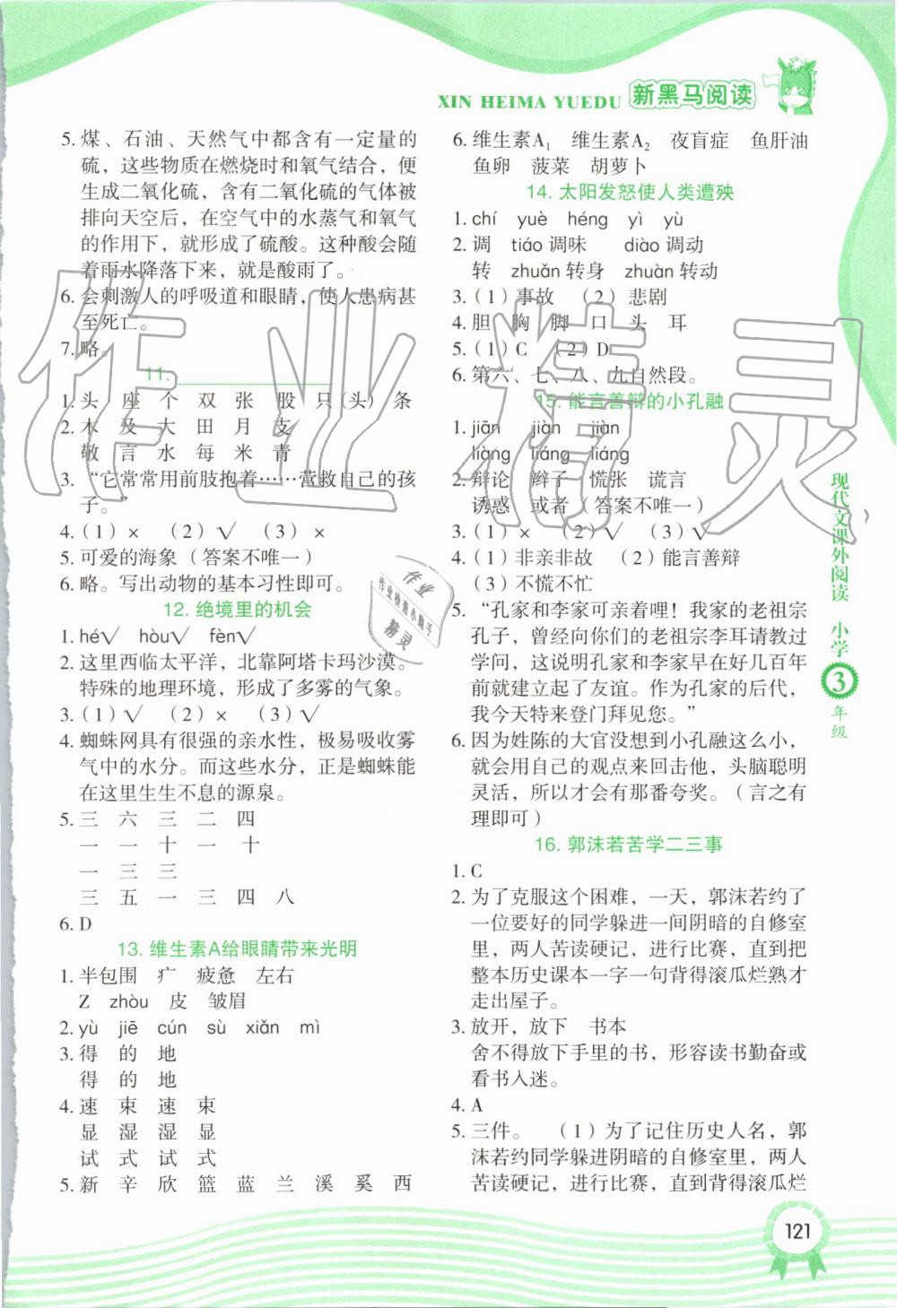 2019年新黑马阅读现代文课外阅读小学三年级 第3页