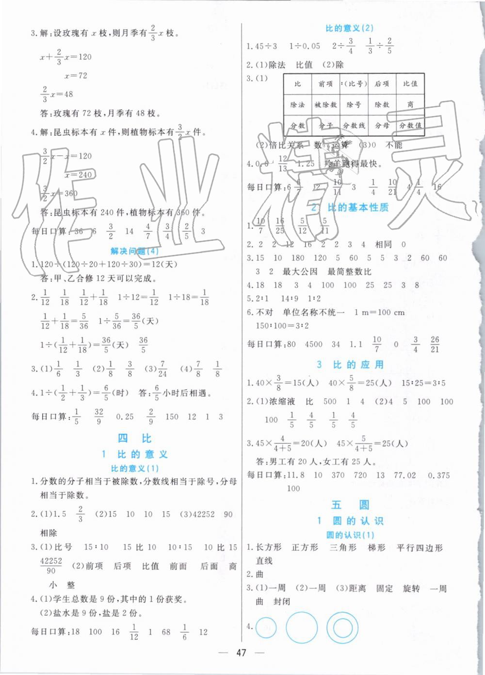 2019年七彩課堂六年級(jí)數(shù)學(xué)上冊(cè)人教版 第34頁(yè)