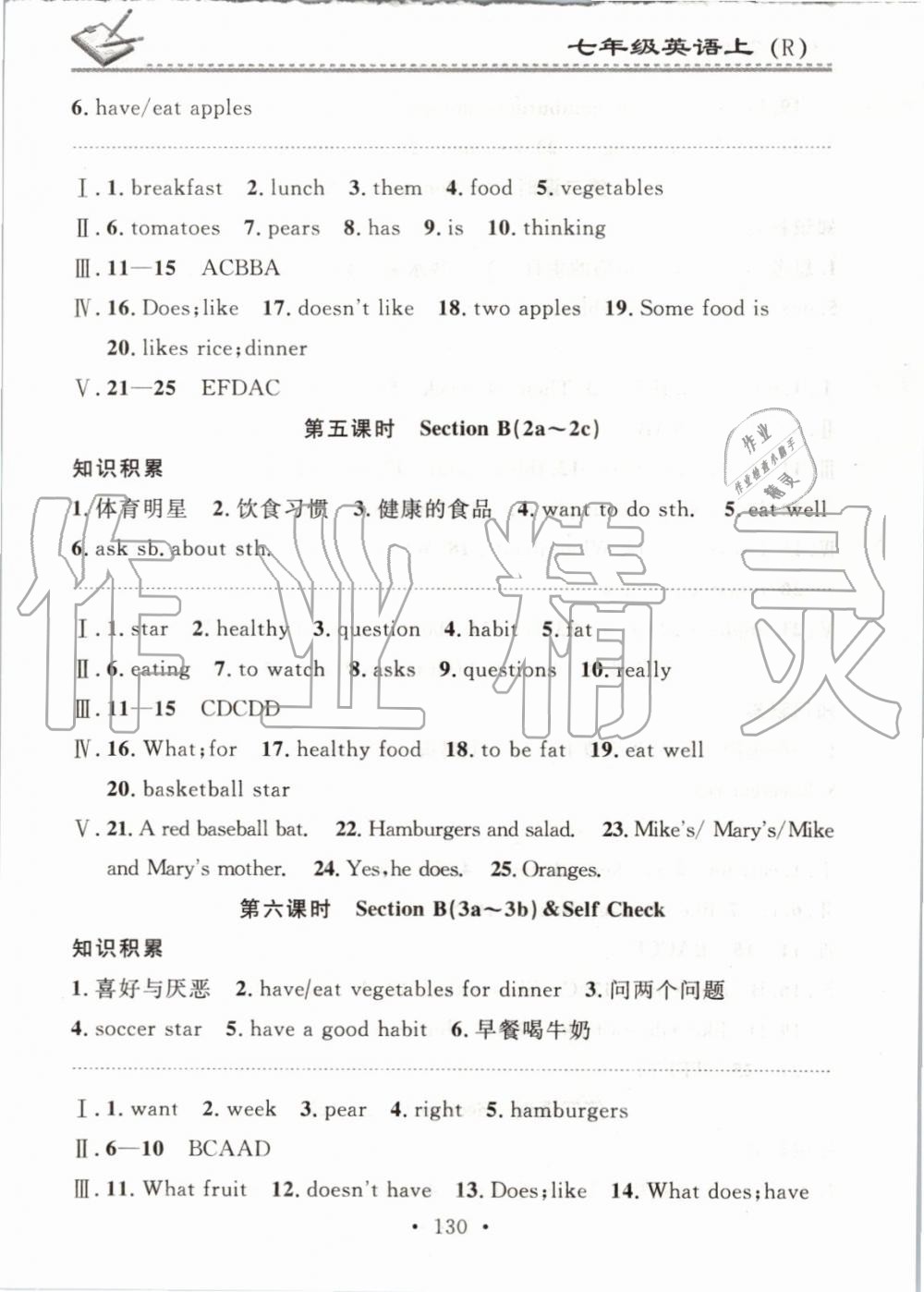 2019年名校課堂小練習七年級英語上冊人教版 第16頁