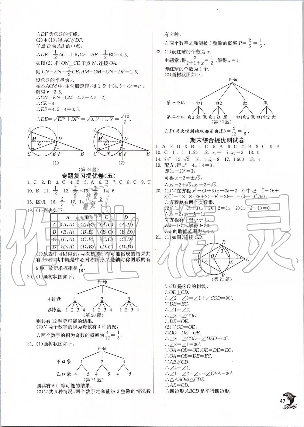 2019年实验班提优训练九年级数学上册人教版 第47页