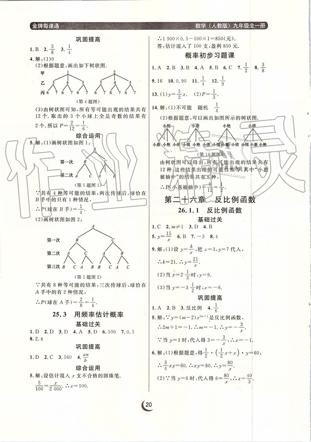 2019年點(diǎn)石成金金牌每課通九年級(jí)數(shù)學(xué)全一冊人教版 第20頁