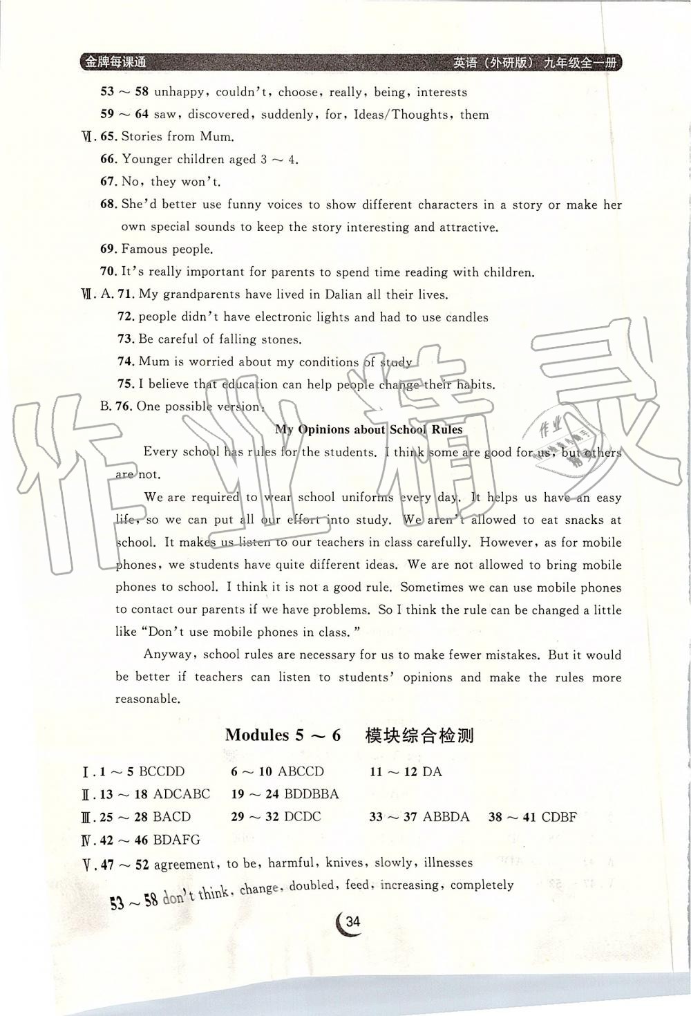 2019年点石成金金牌每课通九年级英语全一册外研版 第34页