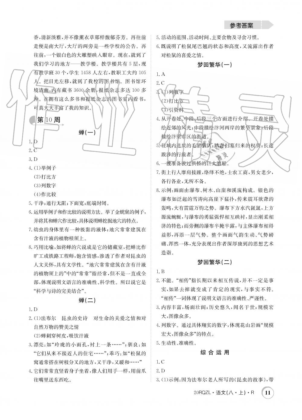 2019年日清周練限時提升卷八年級語文上冊人教版 第11頁