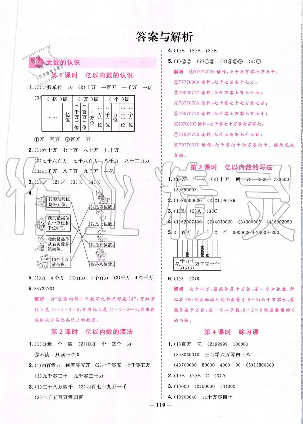 2019年阳光同学课时优化作业四年级数学上册人教版 第1页