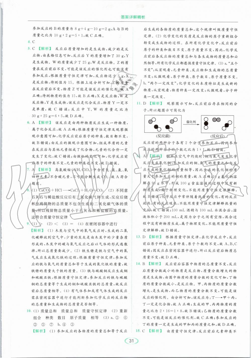 2019年亮點(diǎn)給力提優(yōu)課時(shí)作業(yè)本九年級(jí)化學(xué)上冊(cè)滬教版 第31頁(yè)