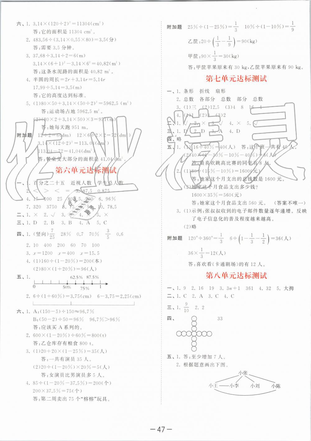 2019年53天天练小学数学六年级上册人教版 第51页