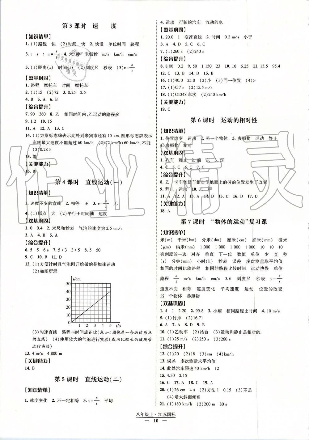 2019年經(jīng)綸學典新課時作業(yè)八年級物理上冊江蘇版 第10頁