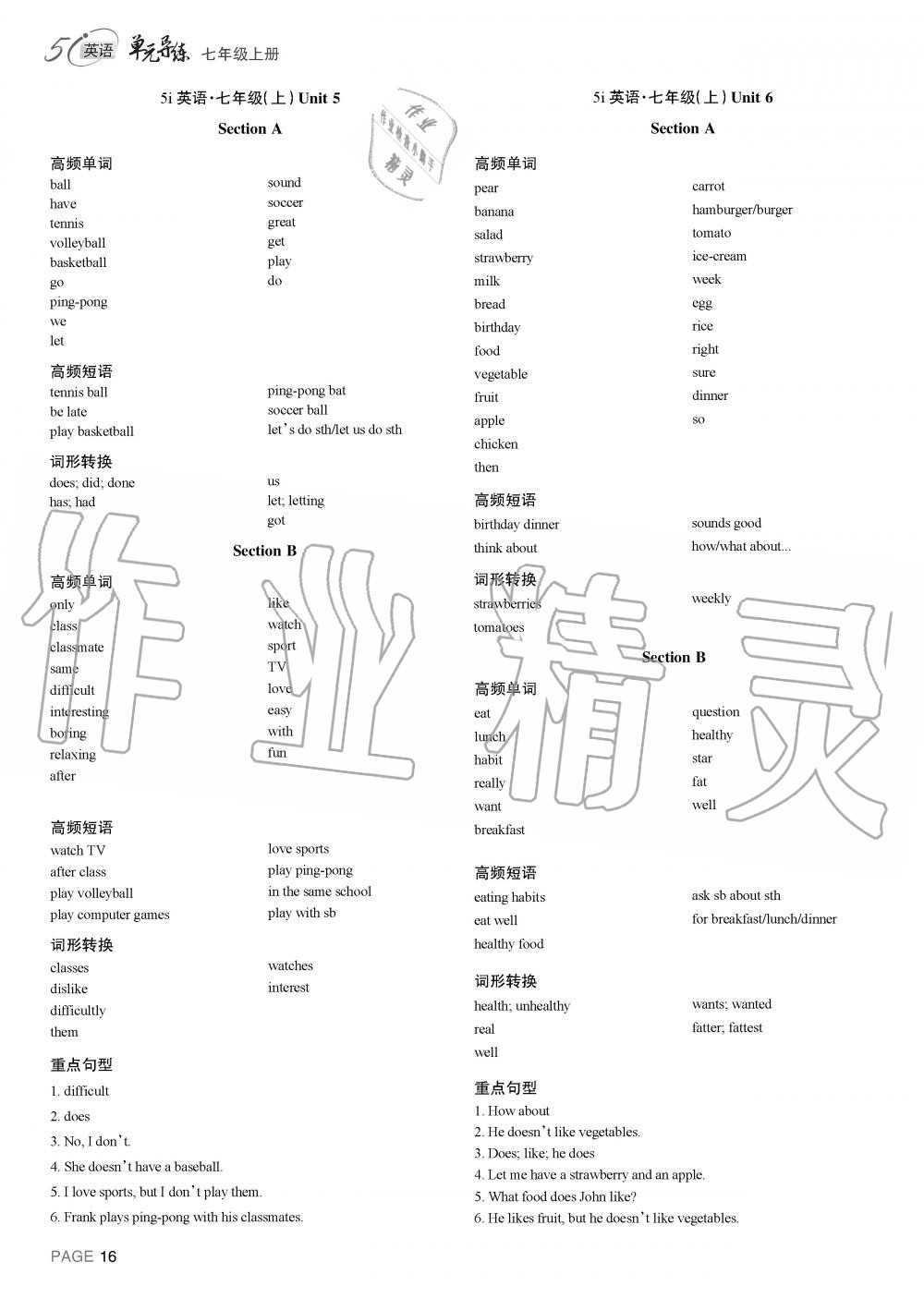 2019年5i英語單元導練七年級上冊人教版 第15頁