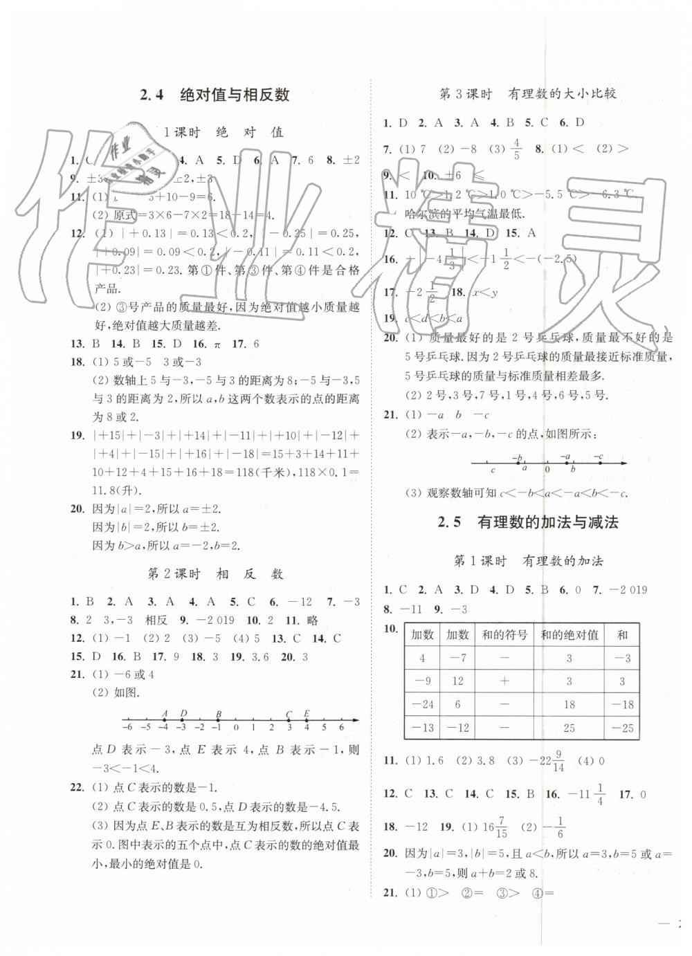 2019年南通小题课时作业本七年级数学上册江苏版 第3页