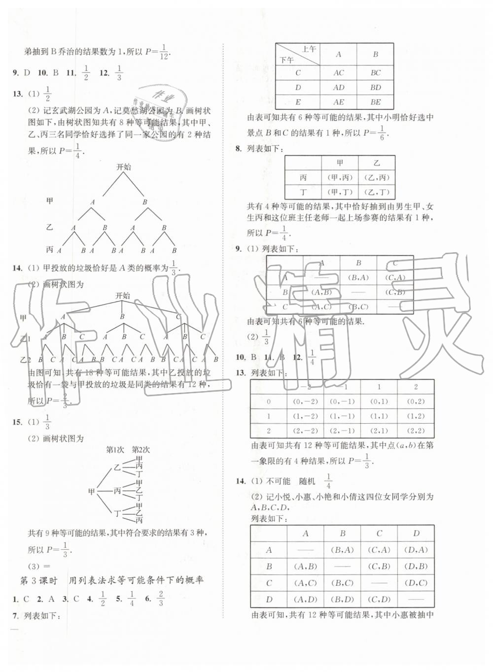 2019年南通小題課時作業(yè)本九年級數(shù)學上冊江蘇版 第22頁