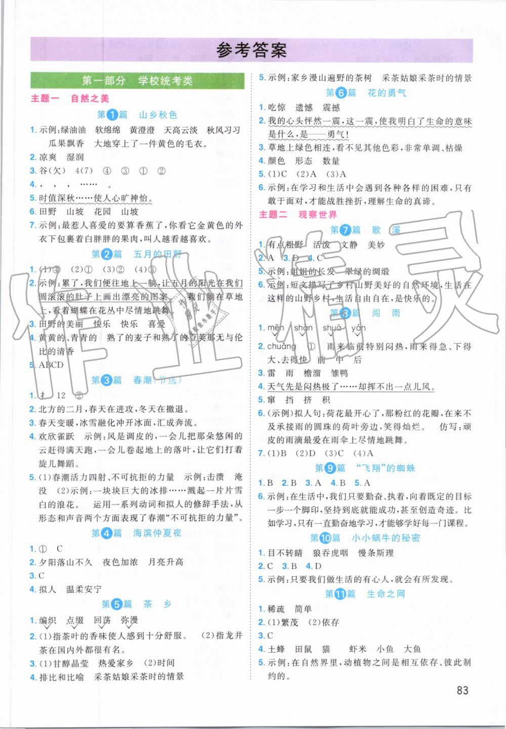 2019年百校名師閱讀真題80篇四年級紅版廣東專版 第1頁