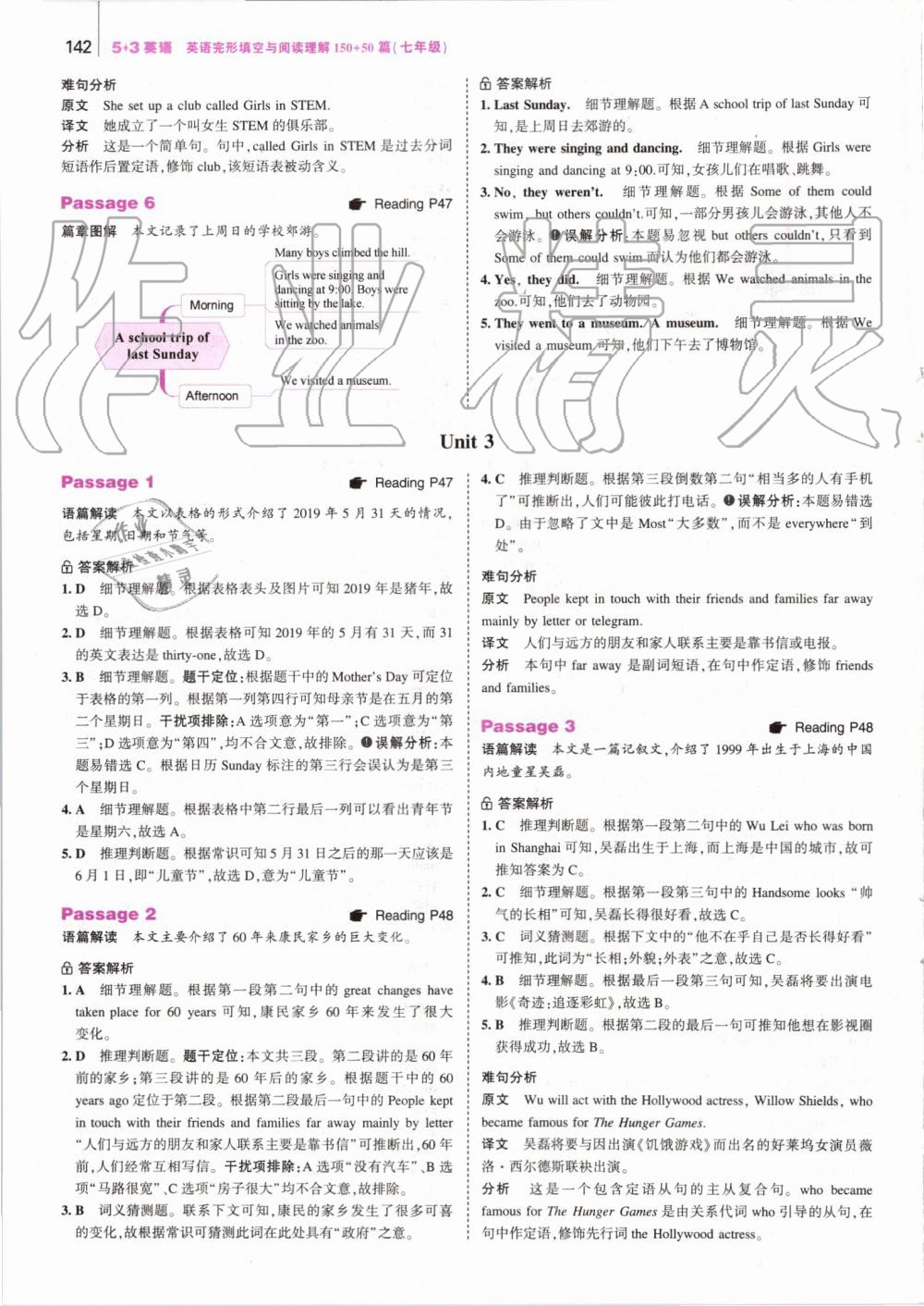 2019年53English英語完型填空與閱讀理解七年級(jí) 第8頁