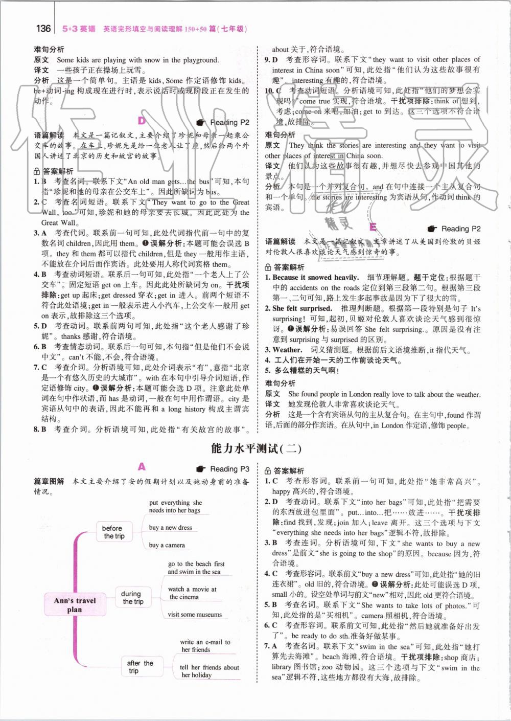 2019年53English英語(yǔ)完型填空與閱讀理解七年級(jí) 第2頁(yè)