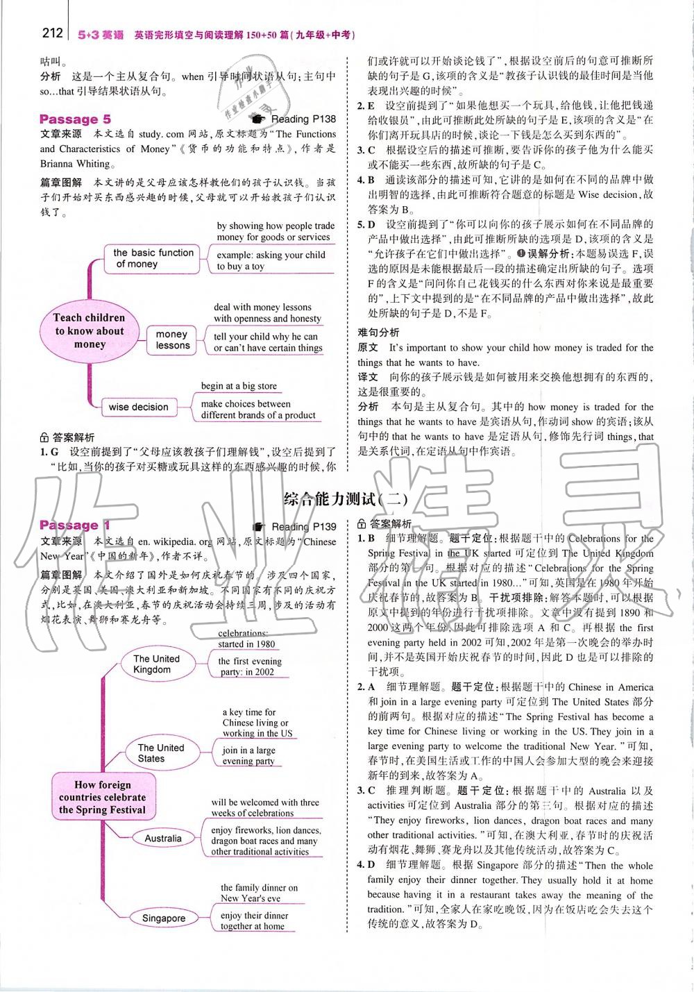 2019年53English英語完型填空與閱讀理解九年級(jí)加中考 第70頁