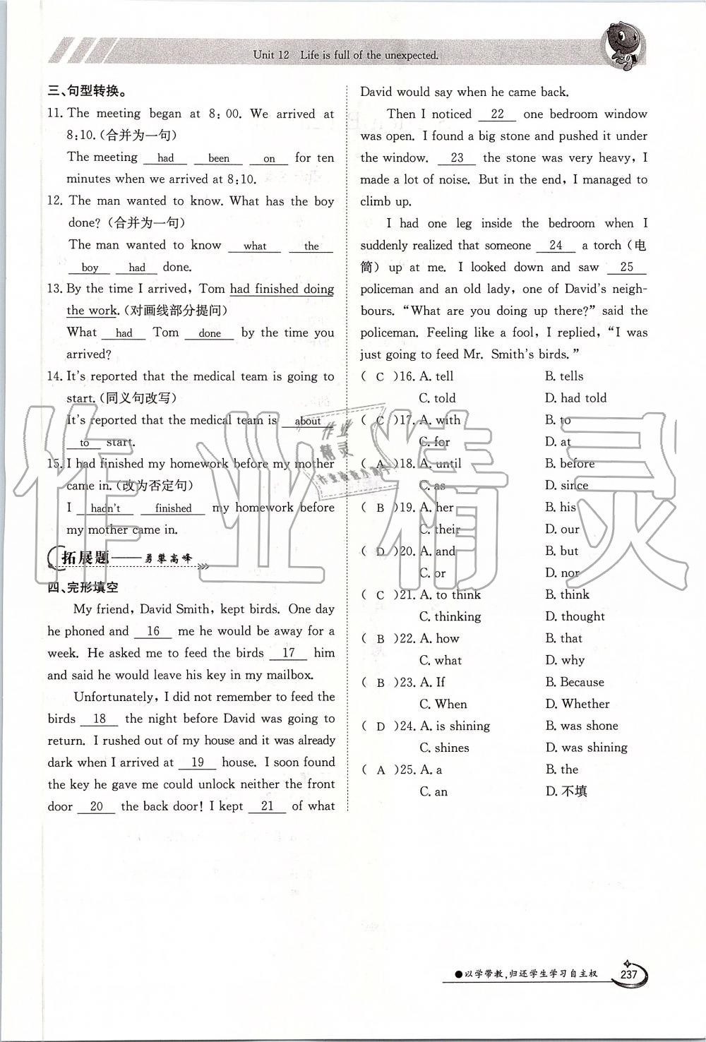 2019年金太陽(yáng)導(dǎo)學(xué)案九年級(jí)英語(yǔ)全一冊(cè)人教版 第237頁(yè)