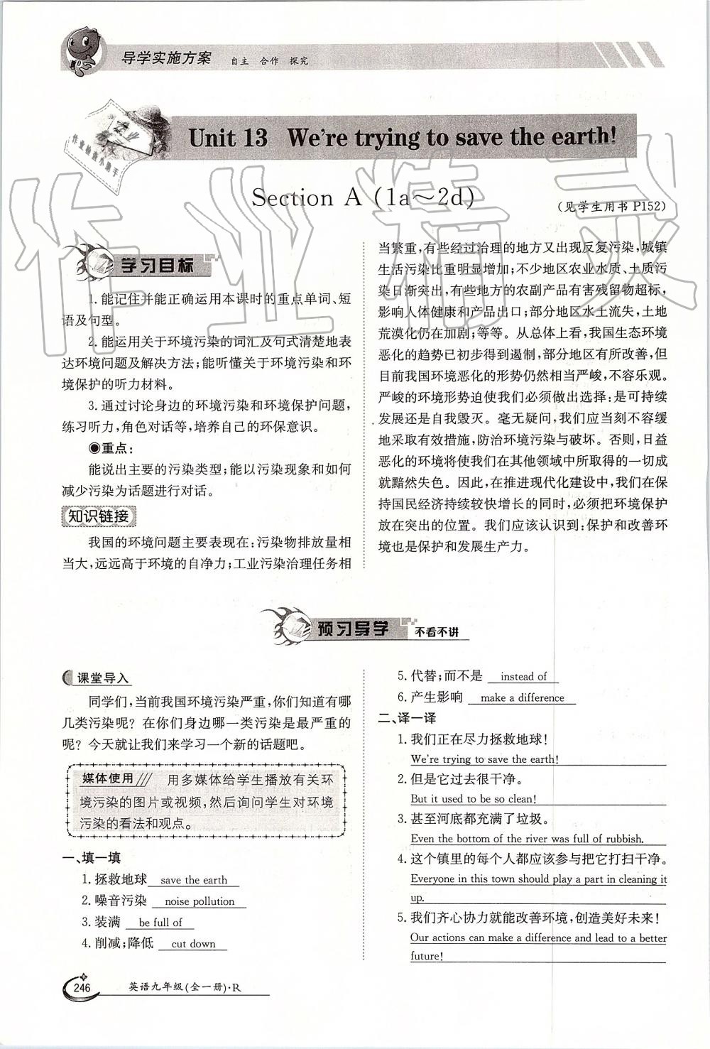 2019年金太阳导学案九年级英语全一册人教版 第246页