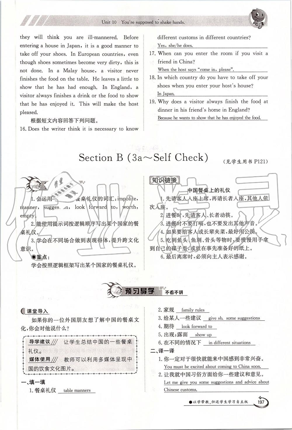 2019年金太陽導(dǎo)學(xué)案九年級(jí)英語全一冊(cè)人教版 第197頁