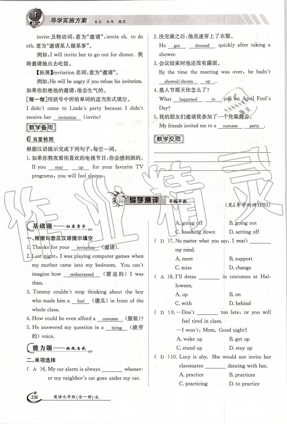 2019年金太阳导学案九年级英语全一册人教版 第236页