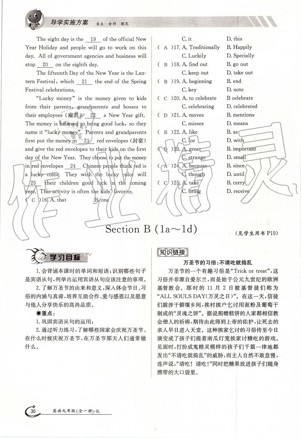 2019年金太阳导学案九年级英语全一册人教版 第30页