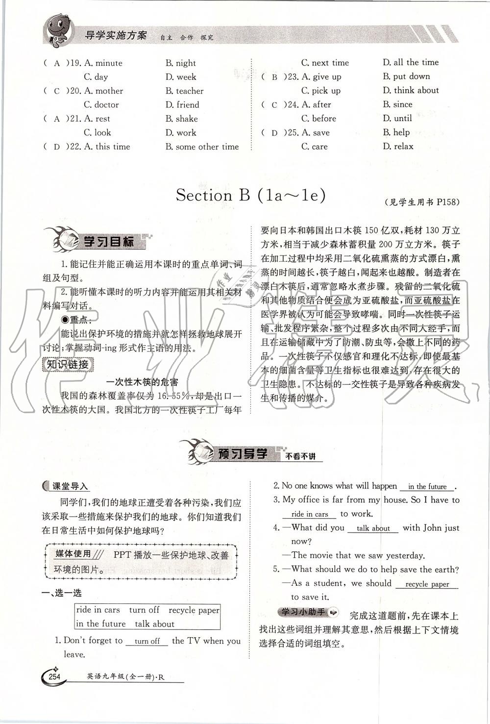 2019年金太阳导学案九年级英语全一册人教版 第254页