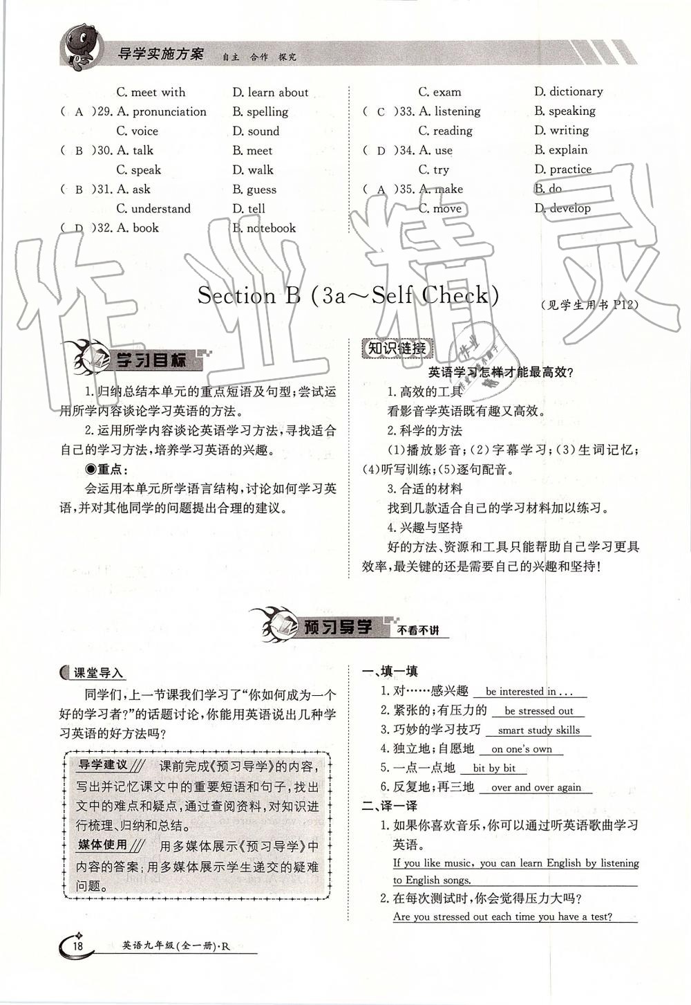 2019年金太阳导学案九年级英语全一册人教版 第18页