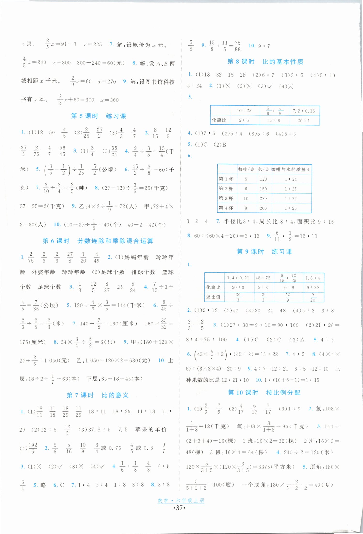 2019年阳光小伙伴课时提优计划作业本六年级数学上册苏教版江苏专用 第5页