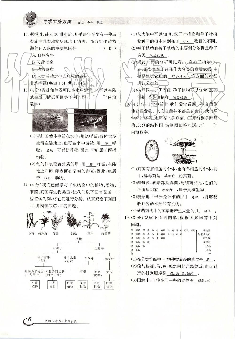 2019年金太阳导学案八年级生物上册人教版 第66页