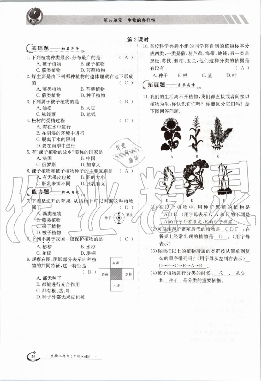 2019年金太陽導(dǎo)學(xué)案八年級生物上冊蘇教版 第52頁