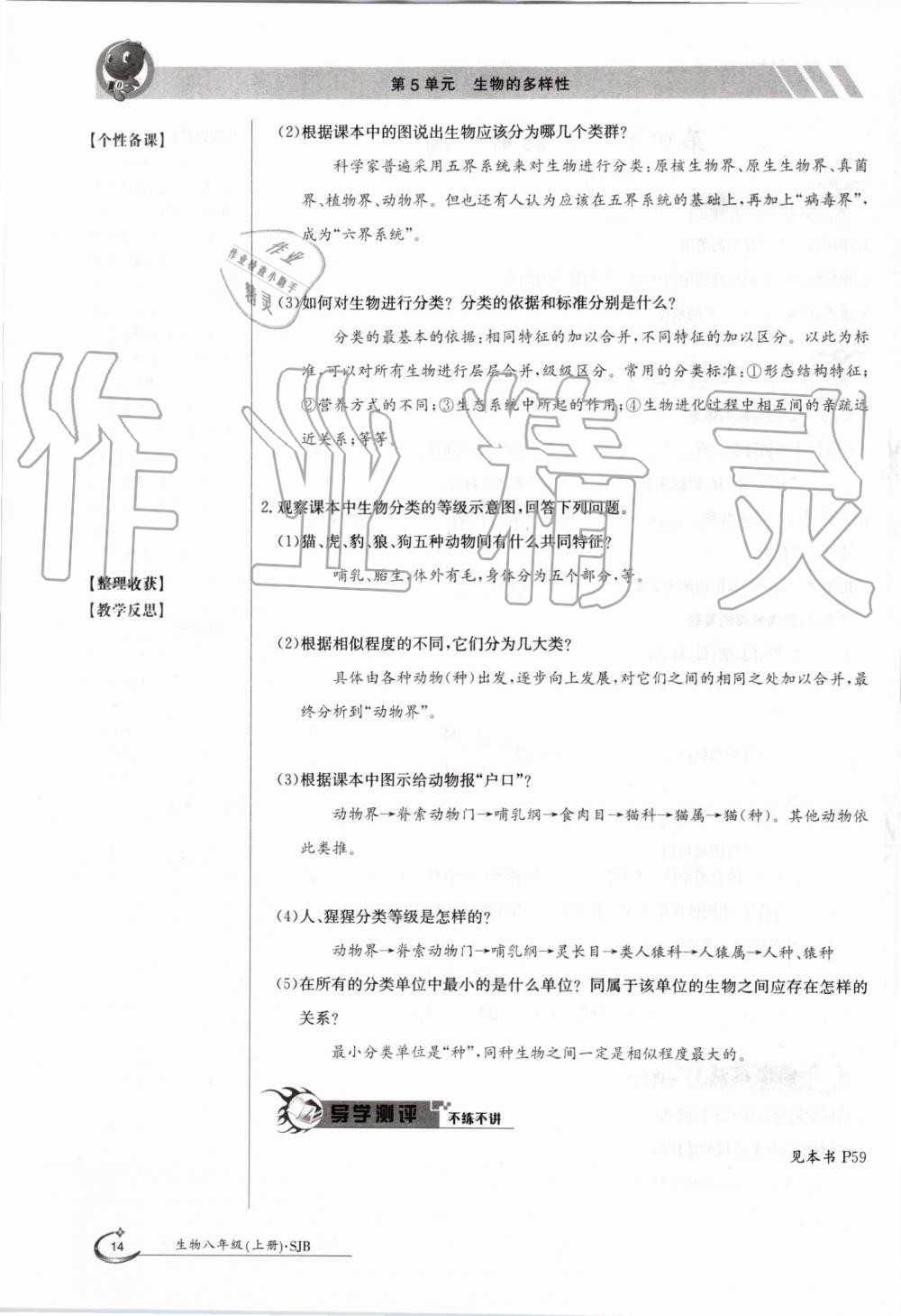 2019年金太陽(yáng)導(dǎo)學(xué)案八年級(jí)生物上冊(cè)蘇教版 第14頁(yè)