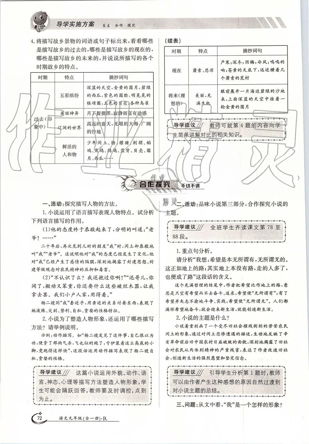 2019年金太陽導(dǎo)學(xué)案九年級語文全一冊人教版 第72頁