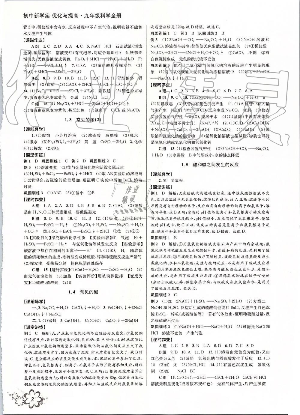 2019年初中新學(xué)案優(yōu)化與提高九年級(jí)科學(xué)全一冊(cè)浙教版 第2頁