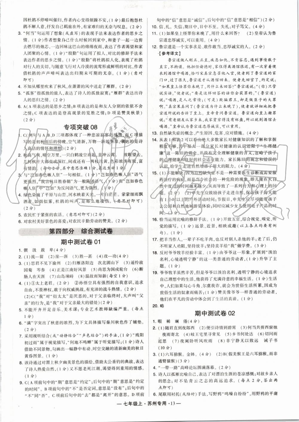 2019年经纶学典学霸组合训练七年级语文上册人教版苏州专用 第13页