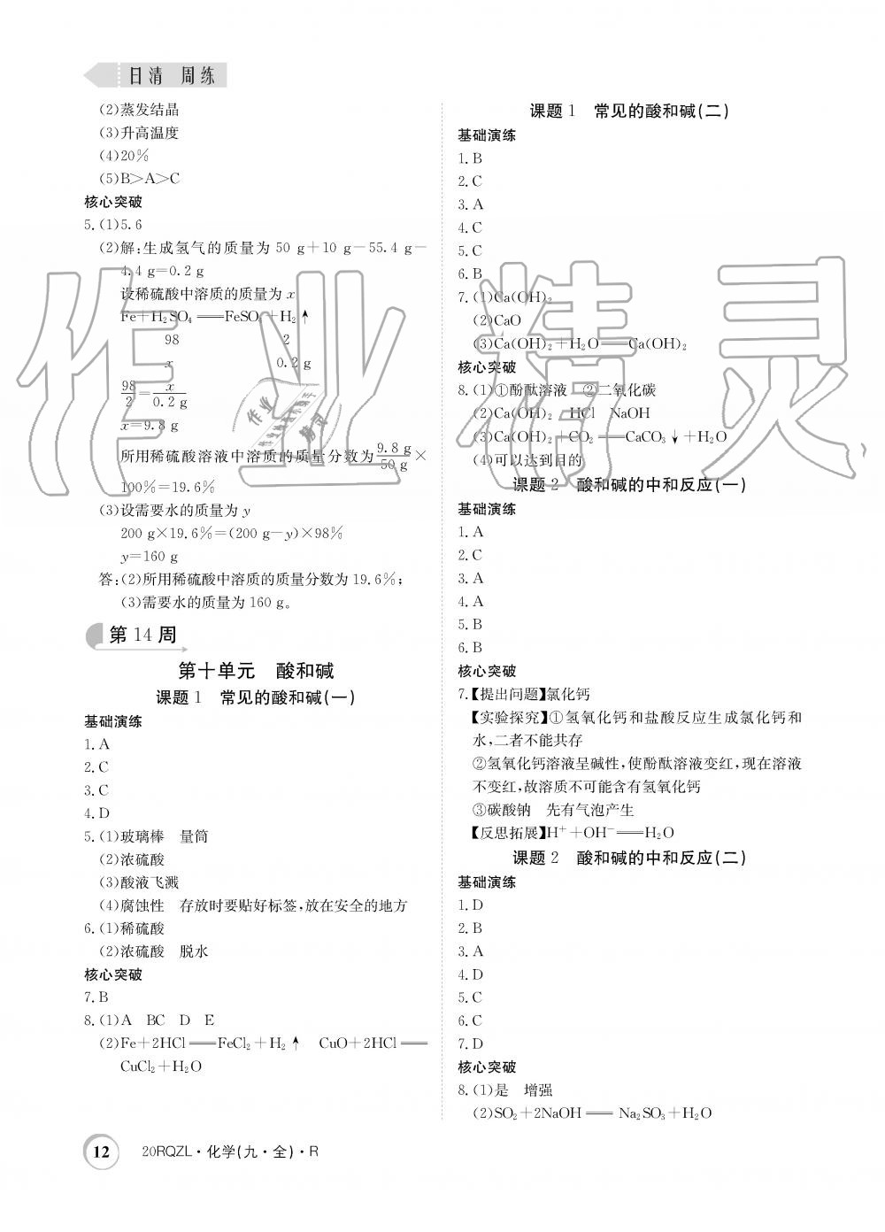 2019年日清周練限時提升卷九年級化學(xué)全一冊人教版 第12頁