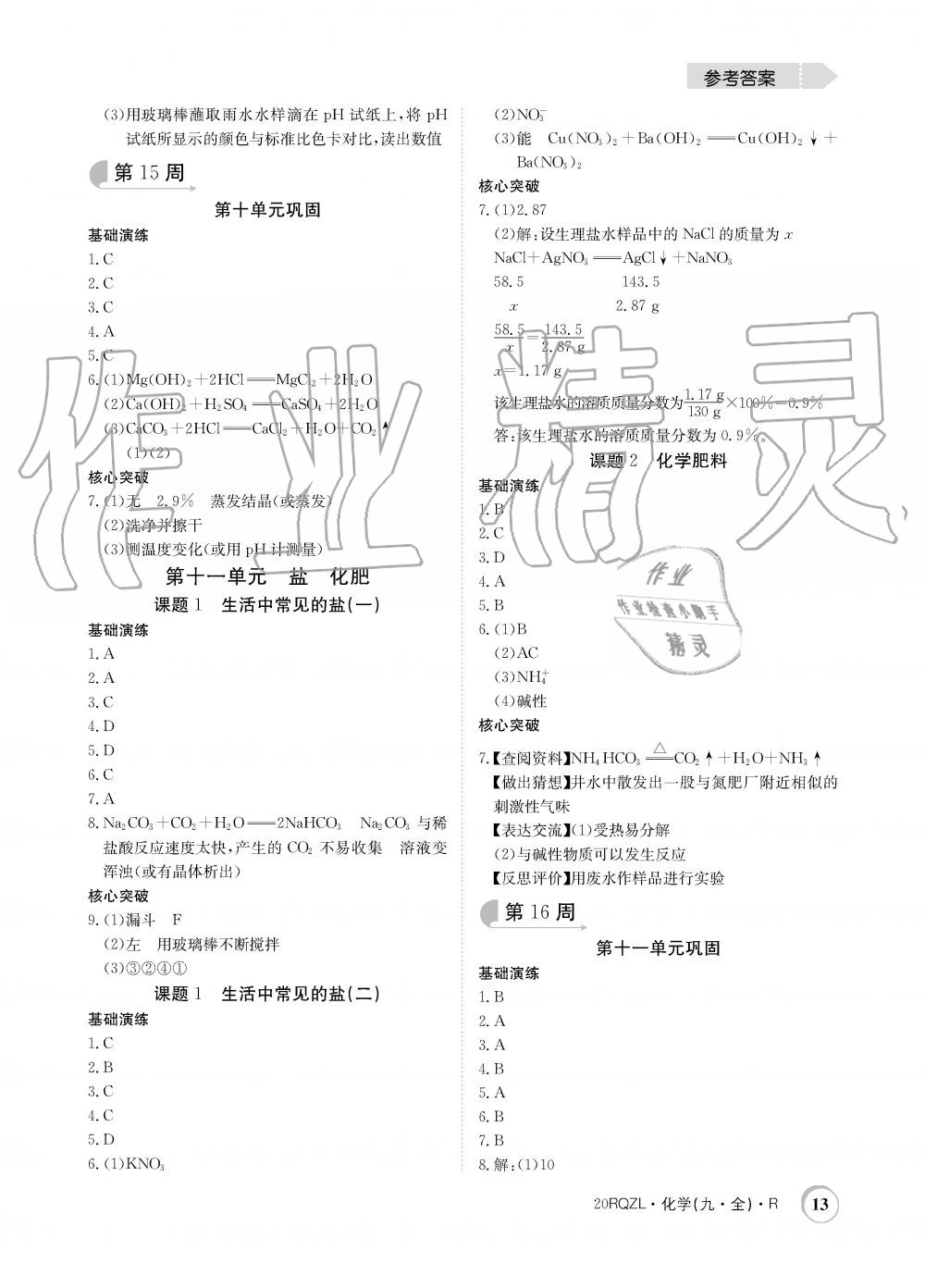 2019年日清周練限時(shí)提升卷九年級(jí)化學(xué)全一冊(cè)人教版 第13頁(yè)