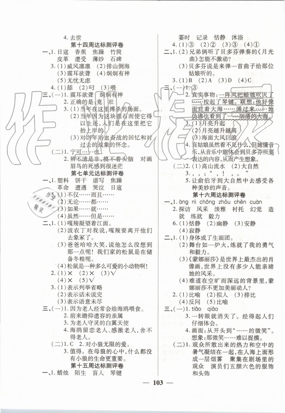 2019年全能练考卷六年级语文上册人教版 第7页