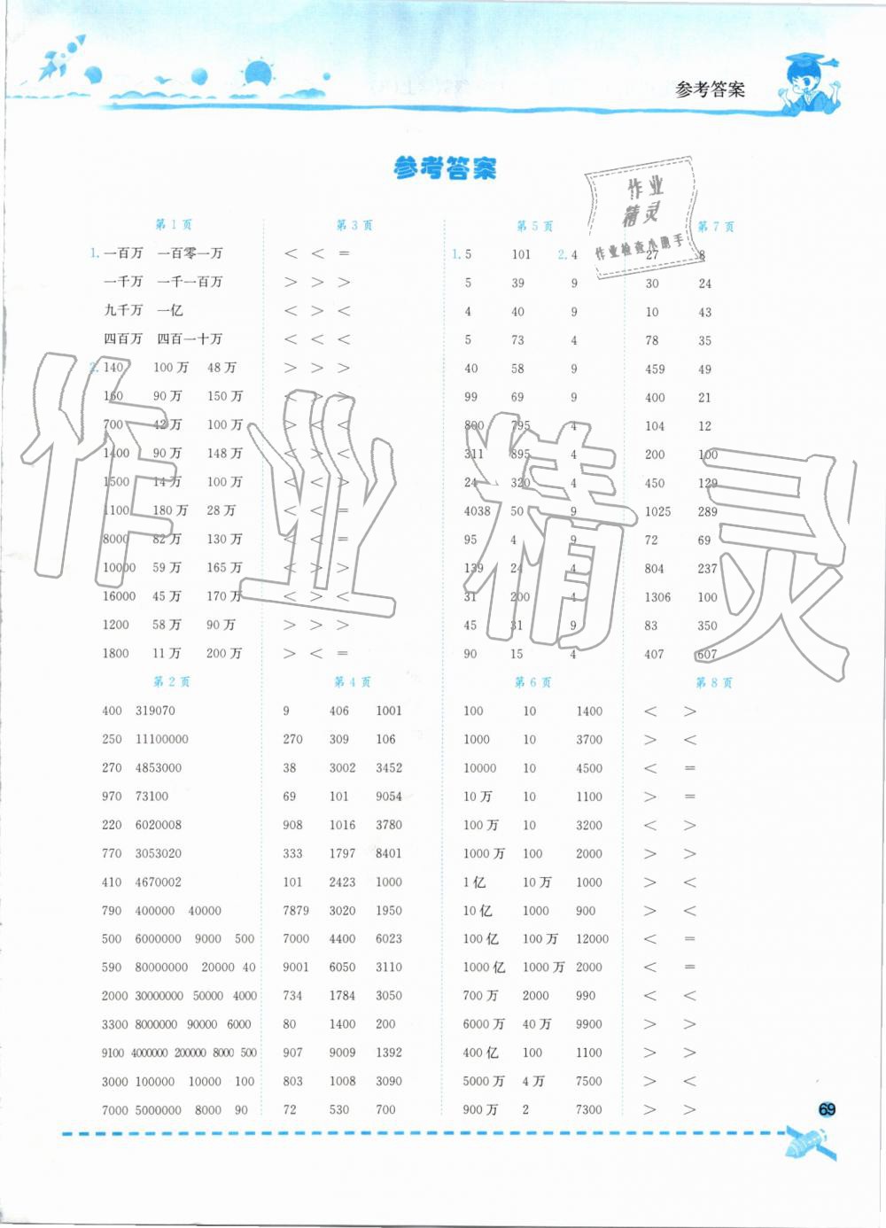 2019年黄冈小状元口算速算练习册四年级数学上册人教版 第1页