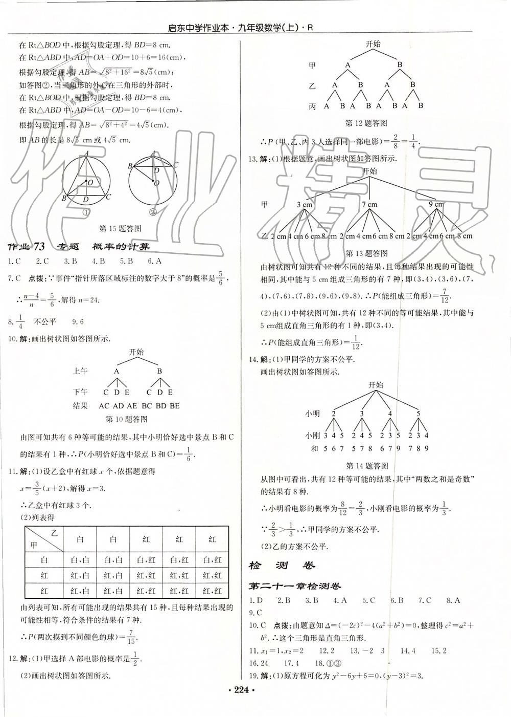 2019年啟東中學作業(yè)本九年級數(shù)學上冊人教版 第44頁