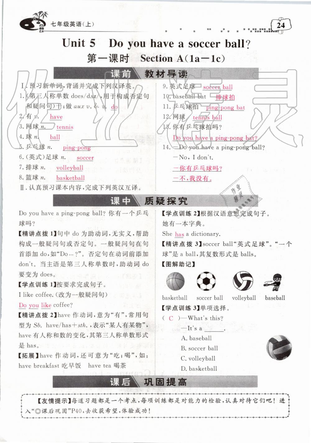 2019年351高效課堂導(dǎo)學(xué)案七年級英語上冊人教版 第180頁