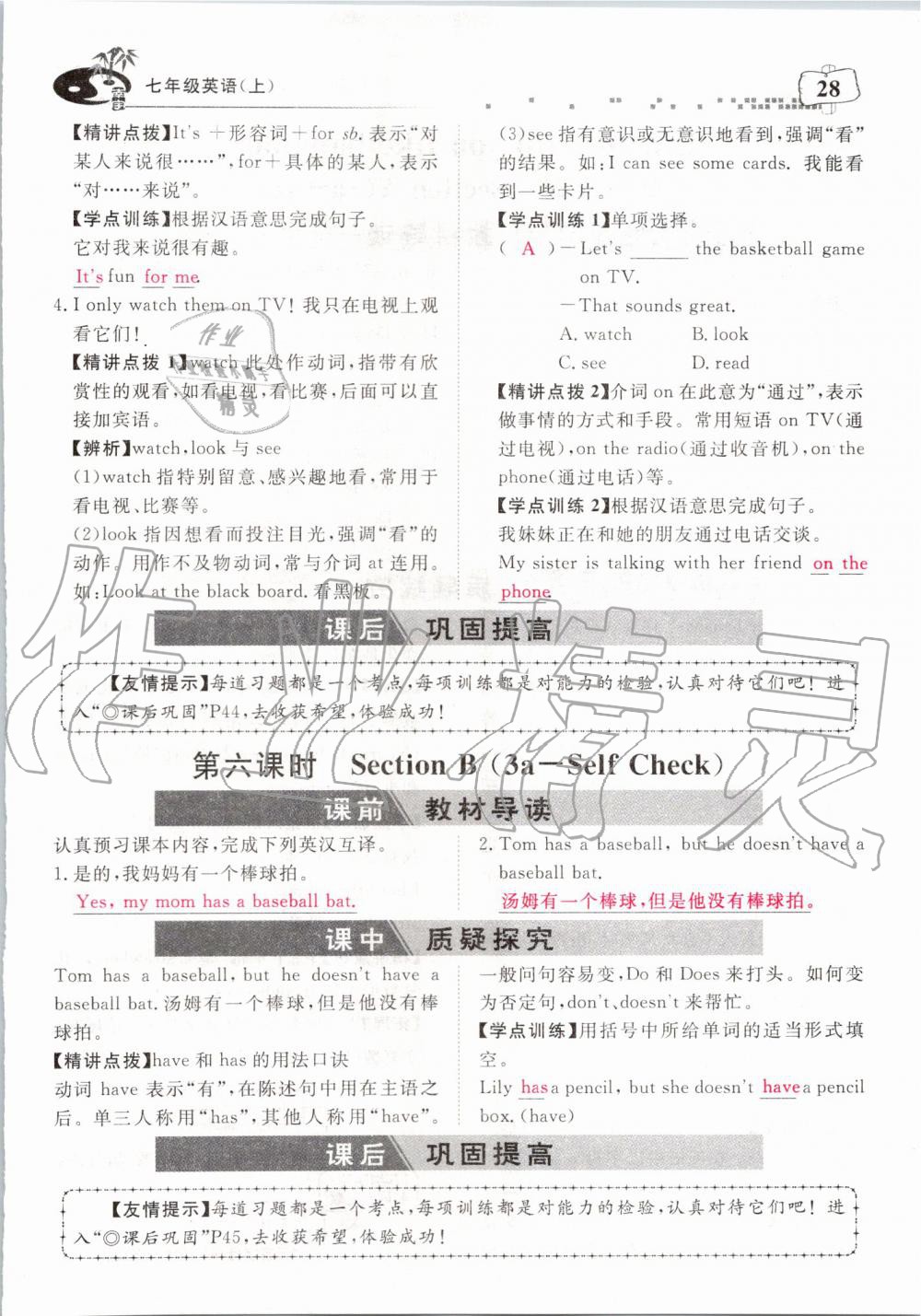 2019年351高效課堂導(dǎo)學(xué)案七年級英語上冊人教版 第184頁