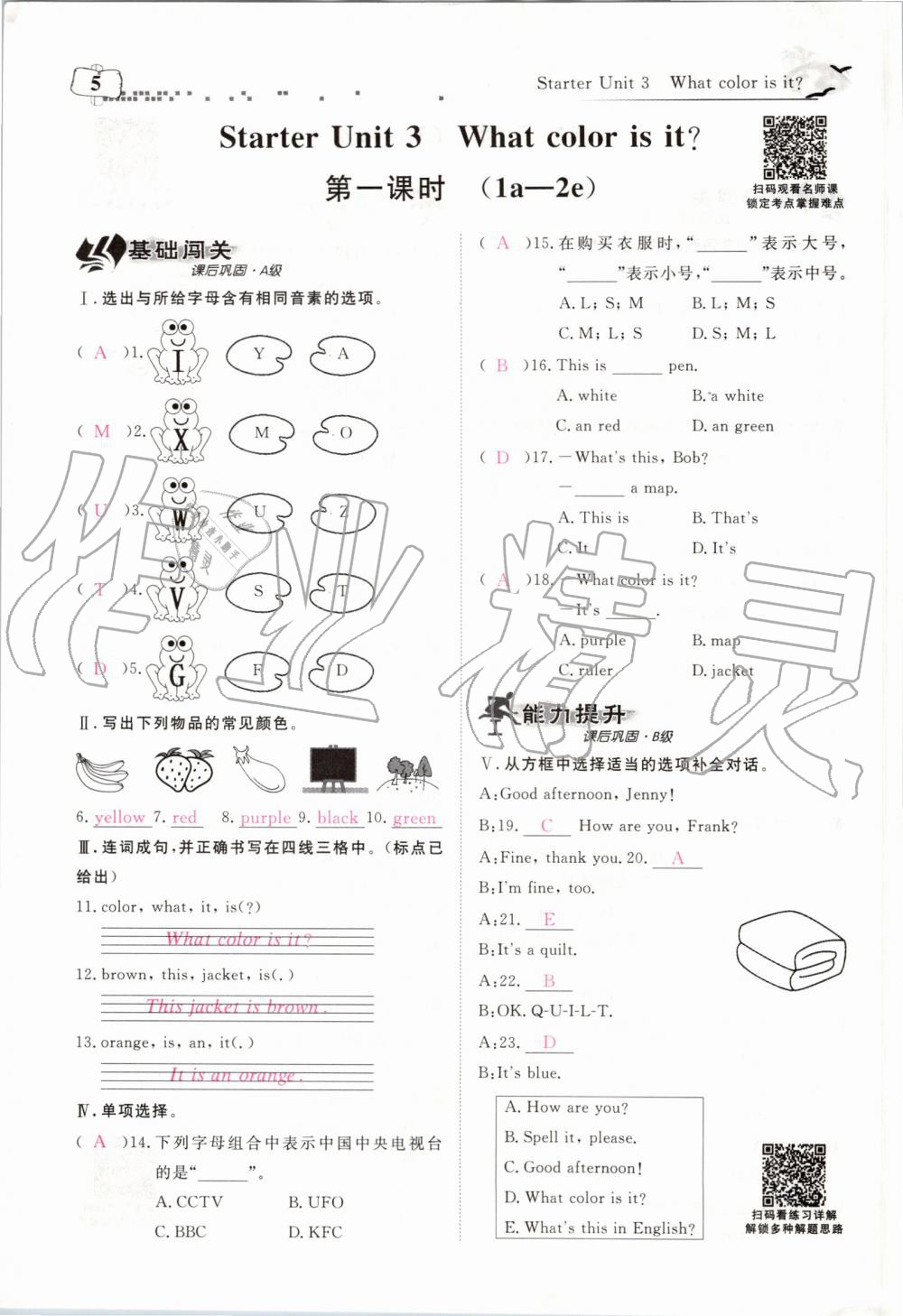 2019年351高效課堂導(dǎo)學(xué)案七年級英語上冊人教版 第5頁