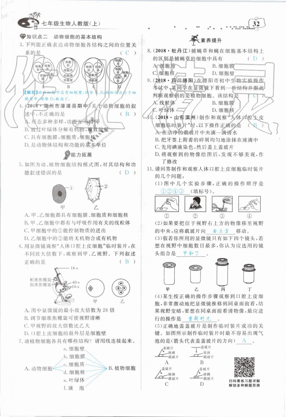 2019年351高效课堂导学案七年级生物上册人教版 第32页