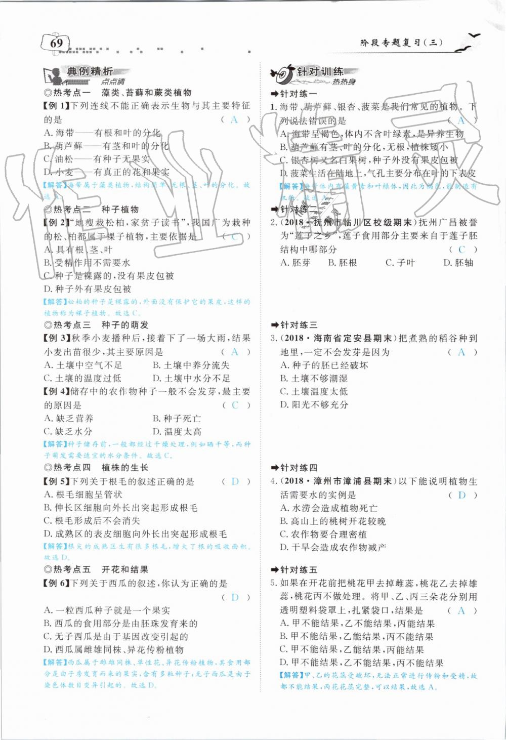 2019年351高效课堂导学案七年级生物上册人教版 第69页